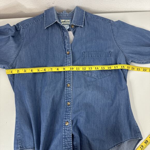 Pendleton Shirt Womens Small Blue Vintage Chambray Denim Button Country Patch - Picture 9 of 12